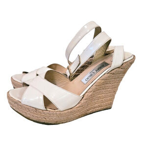 JIMMY CHOO London Beige Platform Espadrille Heels Size 40 US 9.5